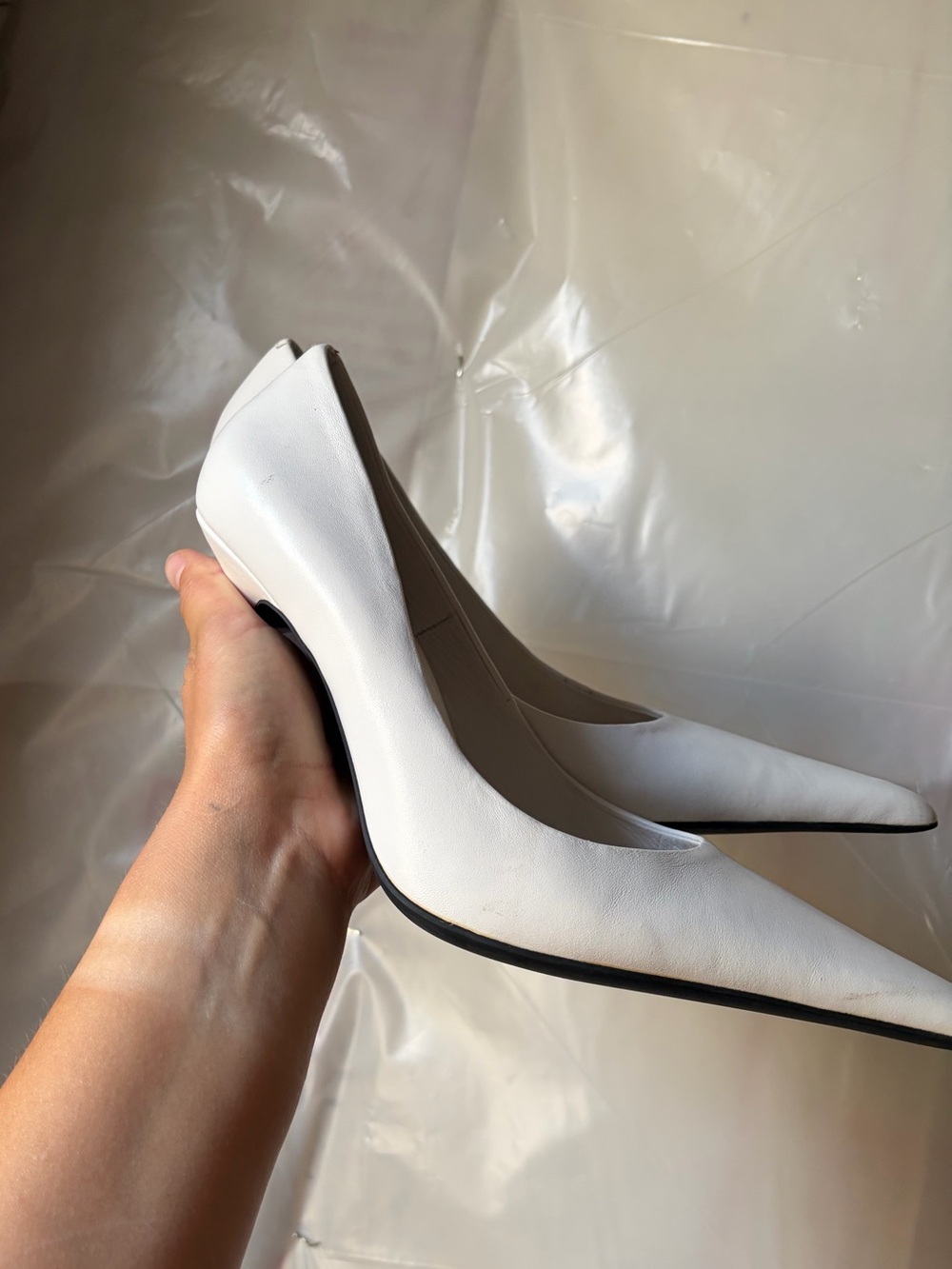 Jeffrey Campbell White Pointed Leather Pumps - Picture 3 of 6